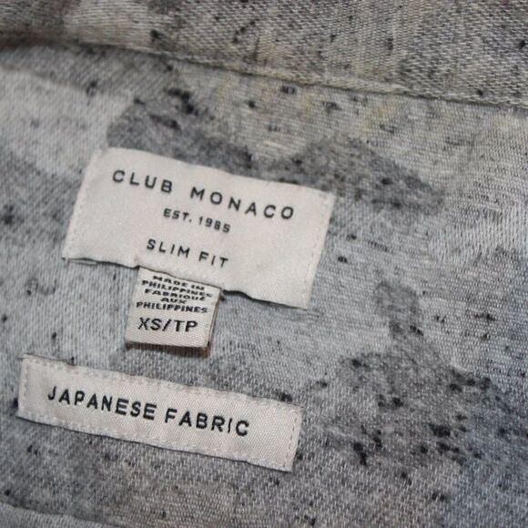 Club Monaco Gray Military Print Button Down Slim Fit Dress Shirts women Size XS - Picture 9 of 12